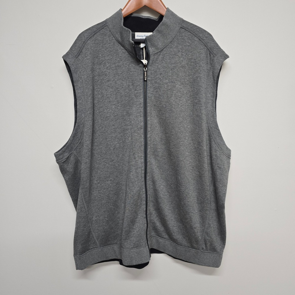 Tommy Bahama Flip Coast Full Zip Vest Mens 3XLB Coal Heather Cotton Reversible